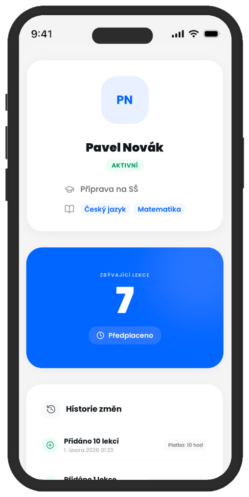 Rodičovská zóna aplikace v mobilu